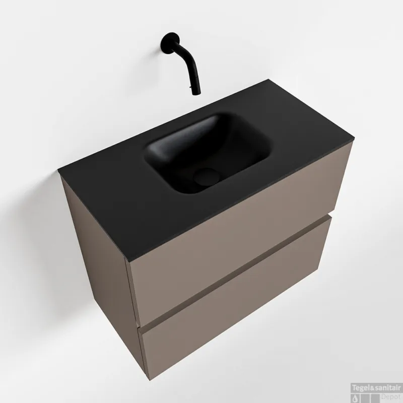 MONDIAZ ADA 60cm toiletmeubel smoke. LEX wastafel urban midden zonder kraangat Beperkt Aanbod