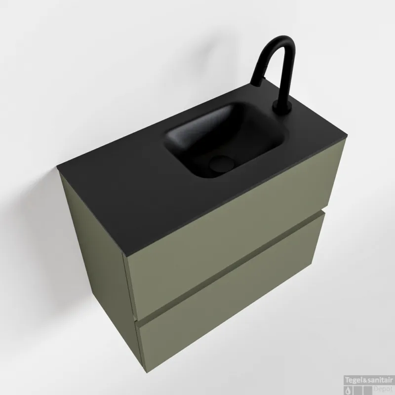 Fabrieksprijs MONDIAZ ADA 60cm toiletmeubel army. LEX wastafel urban rechts 1 kraangat