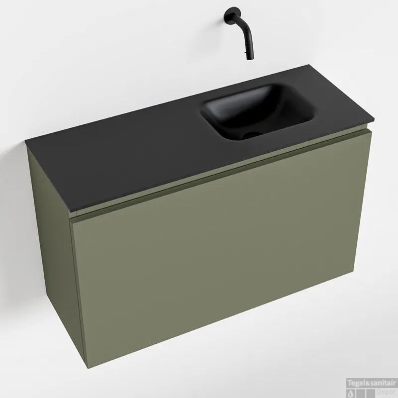 Meest Verkocht MONDIAZ OLAN 80cm toiletmeubel army. LEX wastafel urban rechts geen kraangat