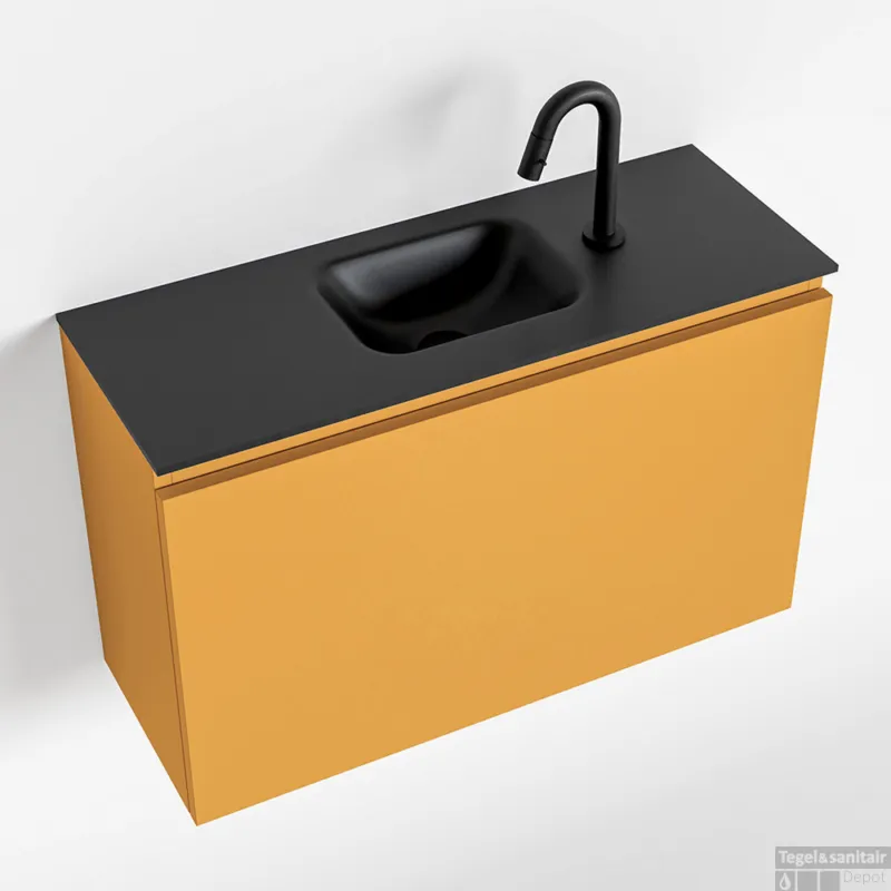 MONDIAZ OLAN 80cm toiletmeubel ocher. LEX wastafel urban midden 1 kraangat Direct Beschikbaar
