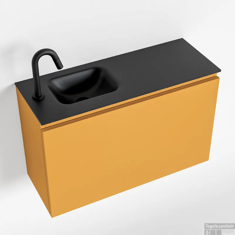 Tijdelijk Beschikbaar MONDIAZ OLAN 80cm toiletmeubel ocher. LEX wastafel urban links 1 kraangat