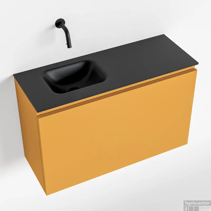 MONDIAZ OLAN 80cm toiletmeubel ocher. LEX wastafel urban links geen kraangat Alleen Vandaag