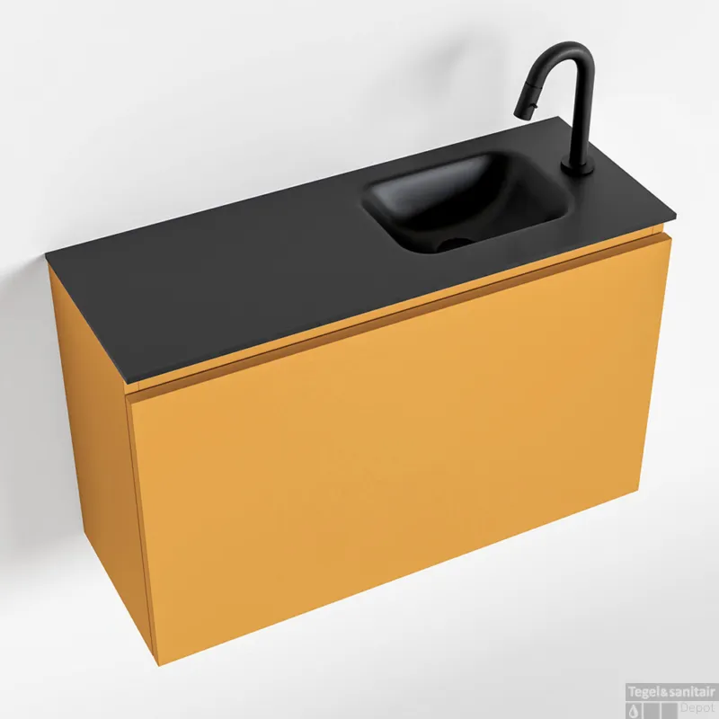 MONDIAZ OLAN 80cm toiletmeubel ocher. LEX wastafel urban rechts 1 kraangat Goedkoop