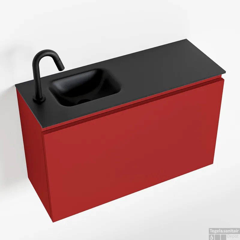 Express Levering MONDIAZ OLAN 80cm toiletmeubel fire. LEX wastafel urban links 1 kraangat