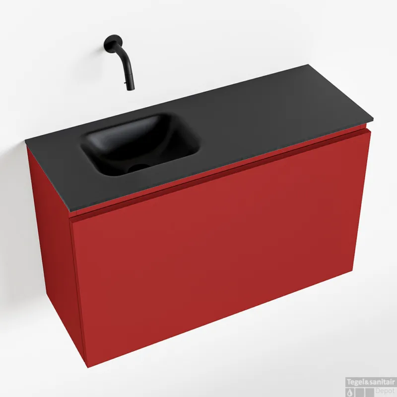 MONDIAZ OLAN 80cm toiletmeubel fire. LEX wastafel urban links geen kraangat Lage Kosten