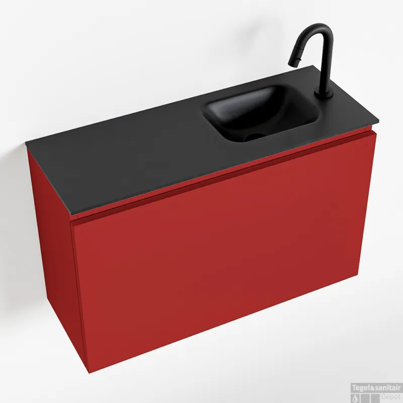 Speciale Aanbieding MONDIAZ OLAN 80cm toiletmeubel fire. LEX wastafel urban rechts 1 kraangat