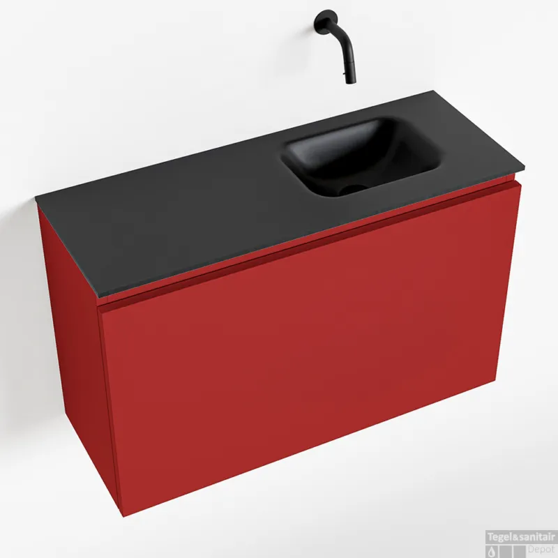 MONDIAZ OLAN 80cm toiletmeubel fire. LEX wastafel urban rechts geen kraangat Merkproduct