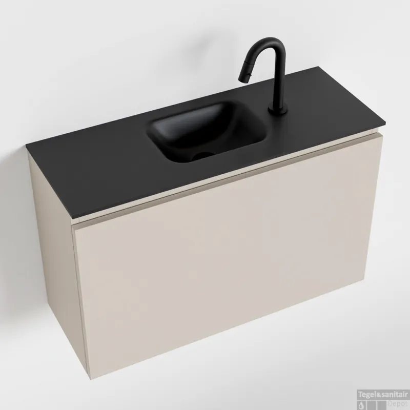 Beste Prijs MONDIAZ OLAN 80cm toiletmeubel linen. LEX wastafel urban midden 1 kraangat