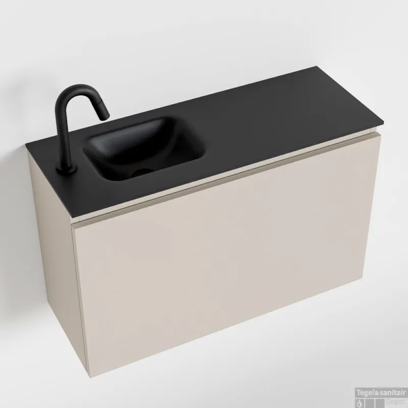 MONDIAZ OLAN 80cm toiletmeubel linen. LEX wastafel urban links 1 kraangat Must-Have