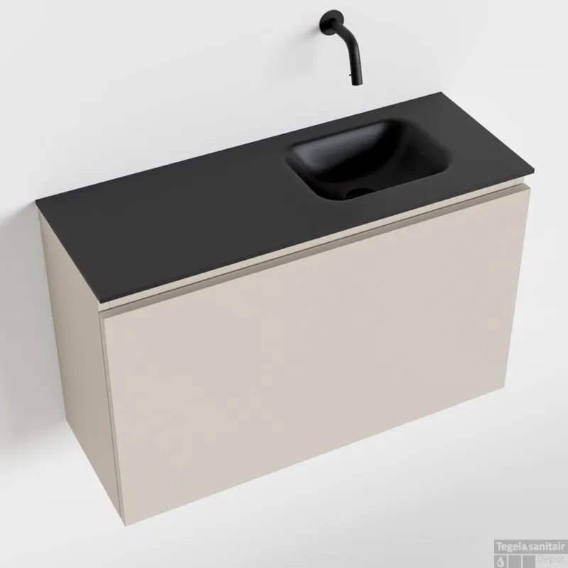 Nu Kopen MONDIAZ OLAN 80cm toiletmeubel linen. LEX wastafel urban rechts geen kraangat