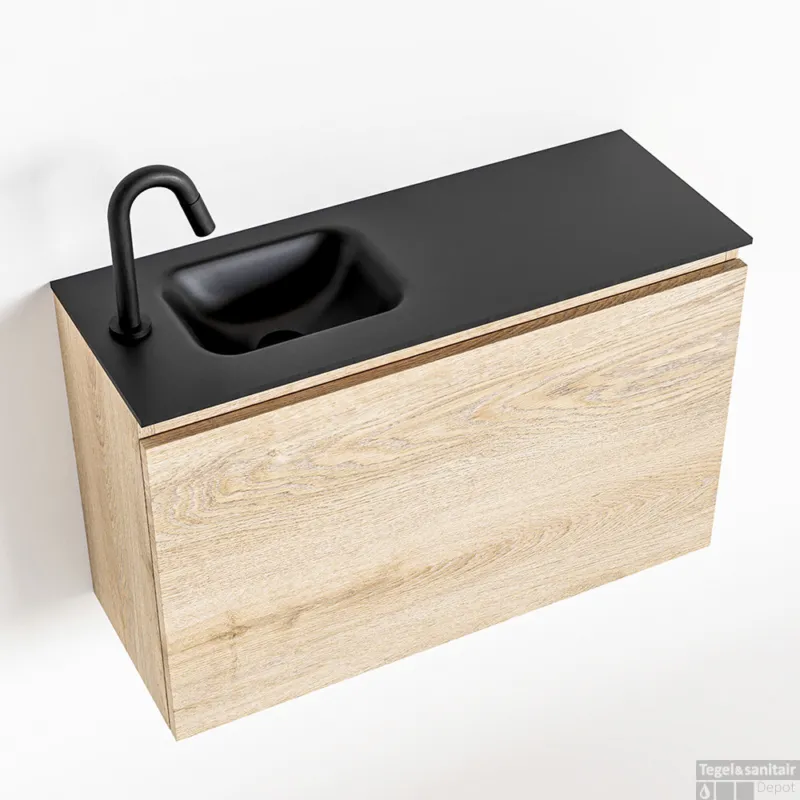 MONDIAZ OLAN 80cm toiletmeubel washed_oak. LEX wastafel urban links 1 kraangat Betaalbaar