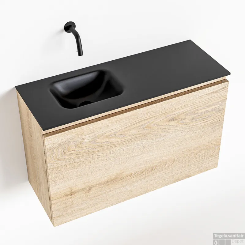 MONDIAZ OLAN 80cm toiletmeubel washed_oak. LEX wastafel urban links geen kraangat Fabrieksprijs