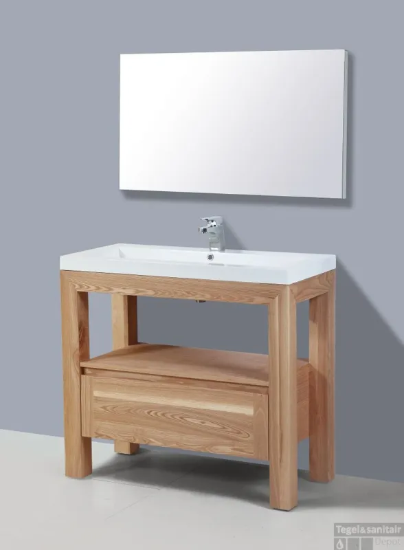Badkamermeubelset Sanilux Trend Robusta 100x47x85 cm 1 Kraangat Massief Eikenhout Exclusieve Aanbieding