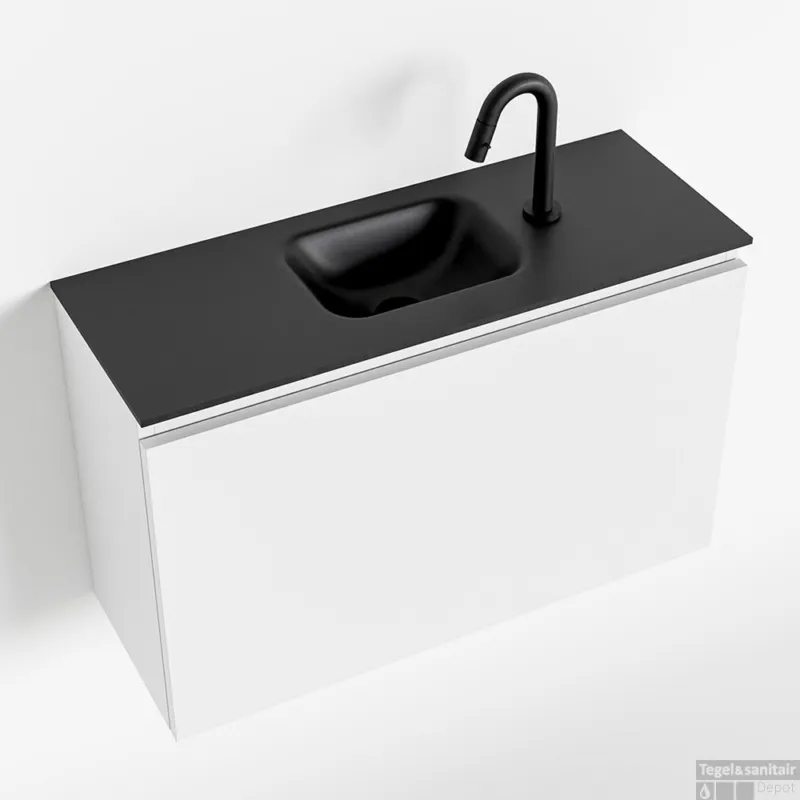 Superprijs MONDIAZ OLAN 80cm toiletmeubel talc. LEX wastafel urban midden 1 kraangat