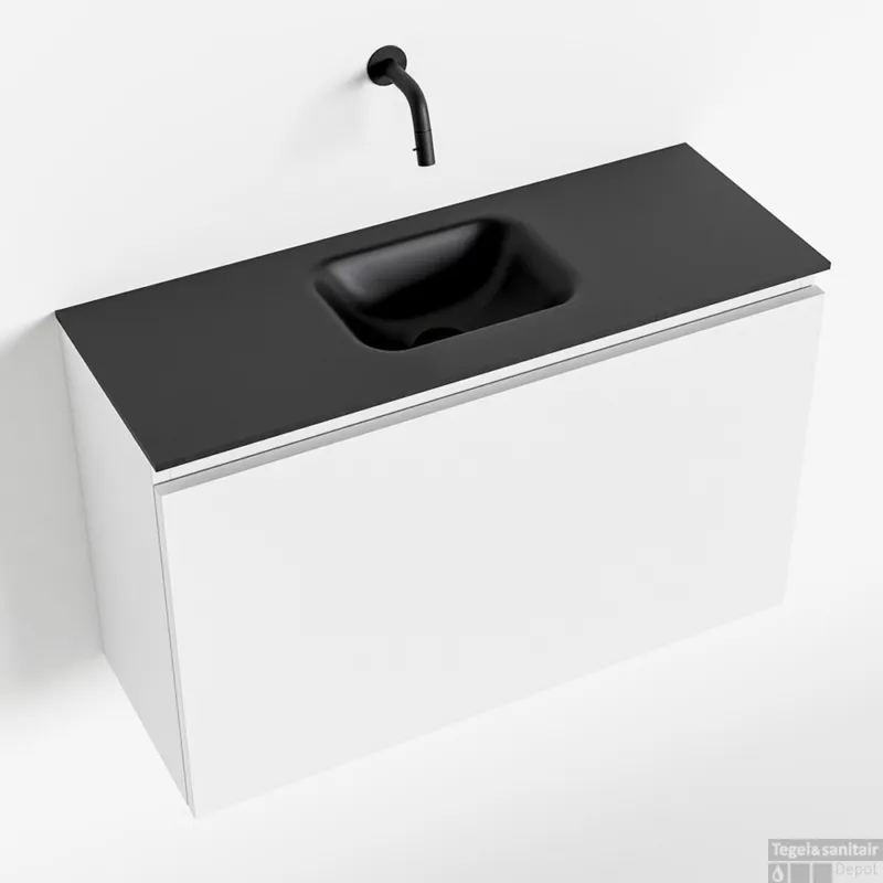 Nieuw MONDIAZ OLAN 80cm toiletmeubel talc. LEX wastafel urban midden geen kraangat