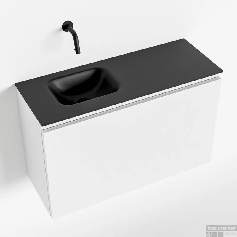 Weekendaanbieding MONDIAZ OLAN 80cm toiletmeubel talc. LEX wastafel urban links geen kraangat