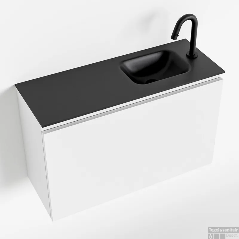 Gratis Retour MONDIAZ OLAN 80cm toiletmeubel talc. LEX wastafel urban rechts 1 kraangat