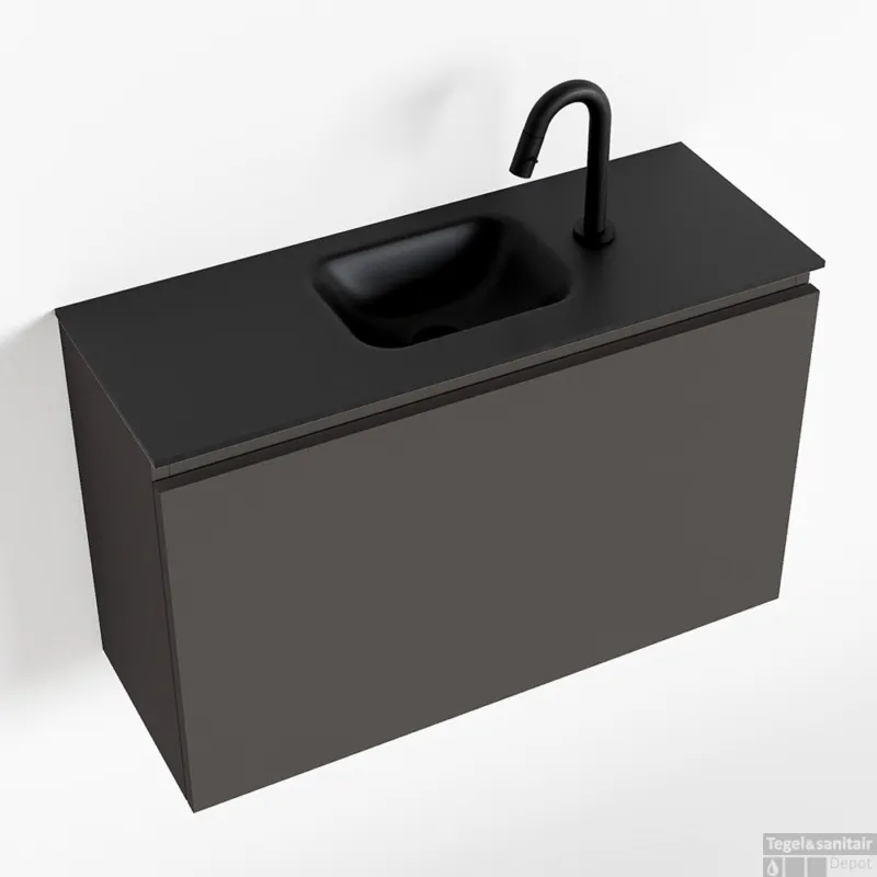 MONDIAZ OLAN 80cm toiletmeubel dark grey. LEX wastafel urban midden 1 kraangat Beste Prijs