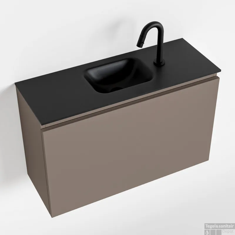 Nieuw MONDIAZ OLAN 80cm toiletmeubel smoke. LEX wastafel urban midden 1 kraangat