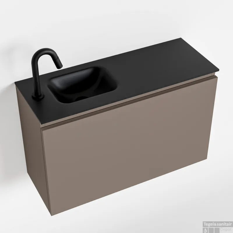 MONDIAZ OLAN 80cm toiletmeubel smoke. LEX wastafel urban links 1 kraangat Favoriet