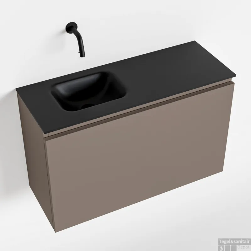 MONDIAZ OLAN 80cm toiletmeubel smoke. LEX wastafel urban links geen kraangat Tijdelijk Beschikbaar
