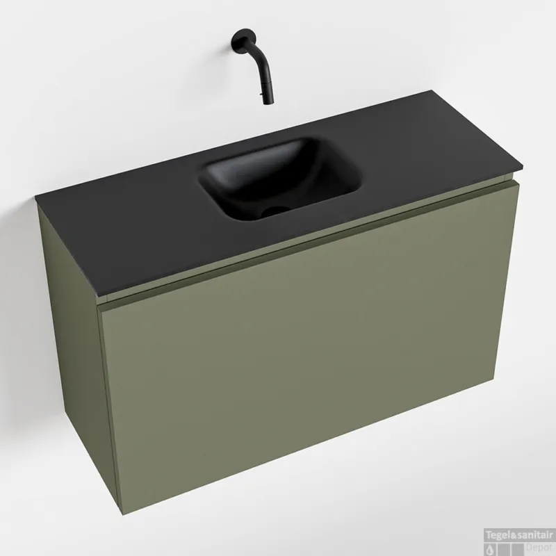 Veilige Betaling MONDIAZ OLAN 80cm toiletmeubel army. LEX wastafel urban midden geen kraangat