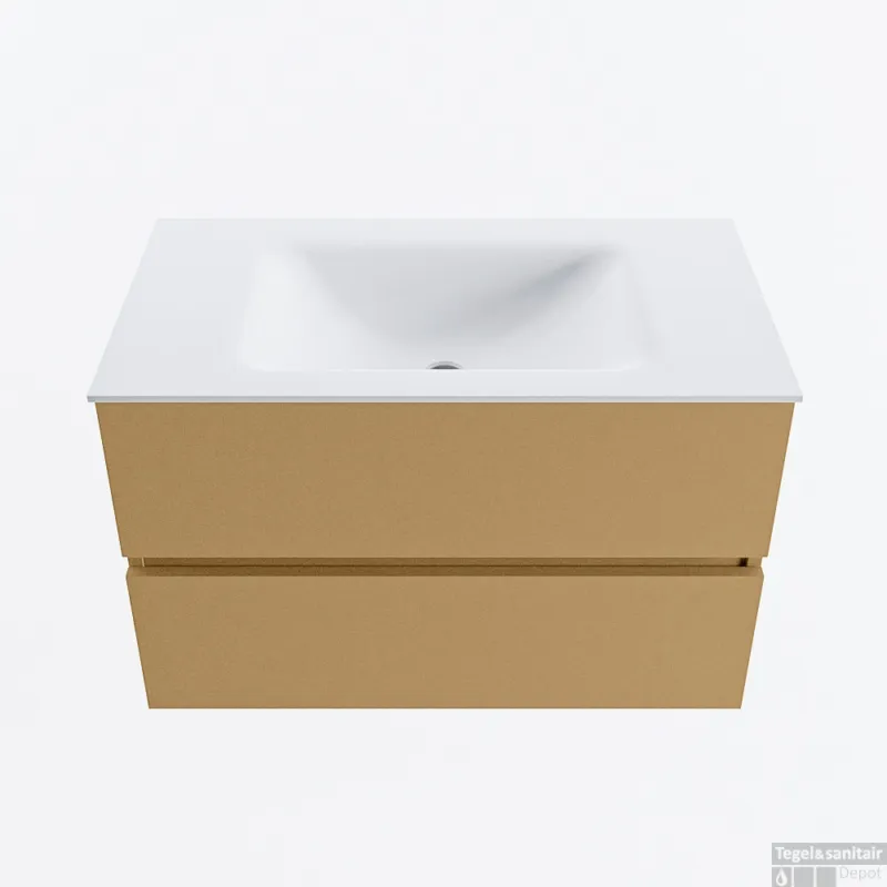 Beperkt Aanbod MONDIAZ VICA 80cm badmeubel onderkast Oro 2 lades. Wastafel CLOUD midden 1 kraangat, kleur Talc.