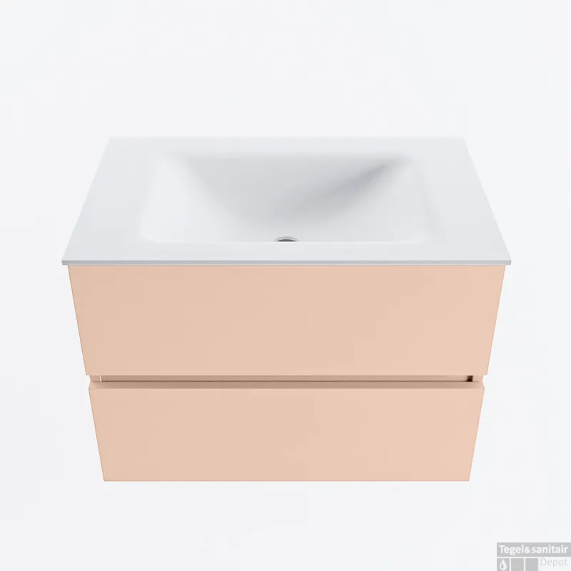 Nieuw MONDIAZ VICA 70cm badmeubel onderkast Rosee 2 lades. Wastafel CLOUD midden 1 kraangat, kleur Talc.