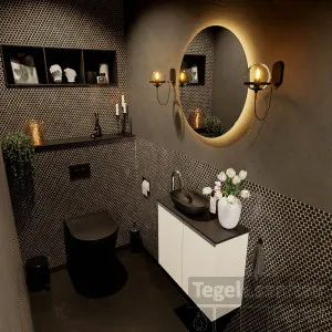 MONDIAZ FOWY toiletmeubel 60cm kleur talc. Waskom positie links kleur urban urban. Met 1 kraangat Hoge Kwaliteit