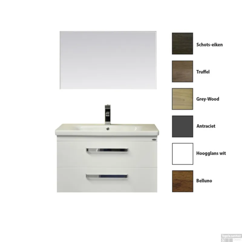 Badkamermeubelset Sanicare Q10 2 Laden 100cm Grey-Wood (spiegel optioneel) Gecertificeerd