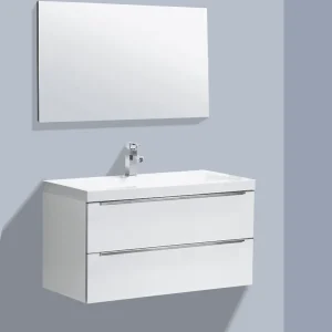 Badkamermeubelset Sanilux Senza 100x47x50 cm 2 Kraangaten Hoogglans Wit Voordeelprijs