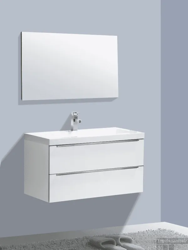 Badkamermeubelset Sanilux Senza 100x47x50 cm 2 Kraangaten Hoogglans Wit Voordeelprijs