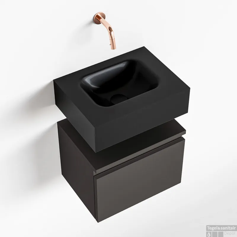 MONDIAZ ANDOR 40cm toiletmeubel dark grey. LEX 40cm wastafel urban midden geen kraangat Merkproduct