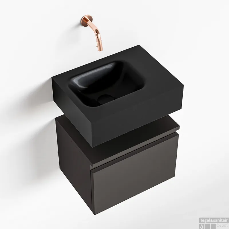 MONDIAZ ANDOR 40cm toiletmeubel dark grey. LEX 40cm wastafel urban links geen kraangat Nieuw