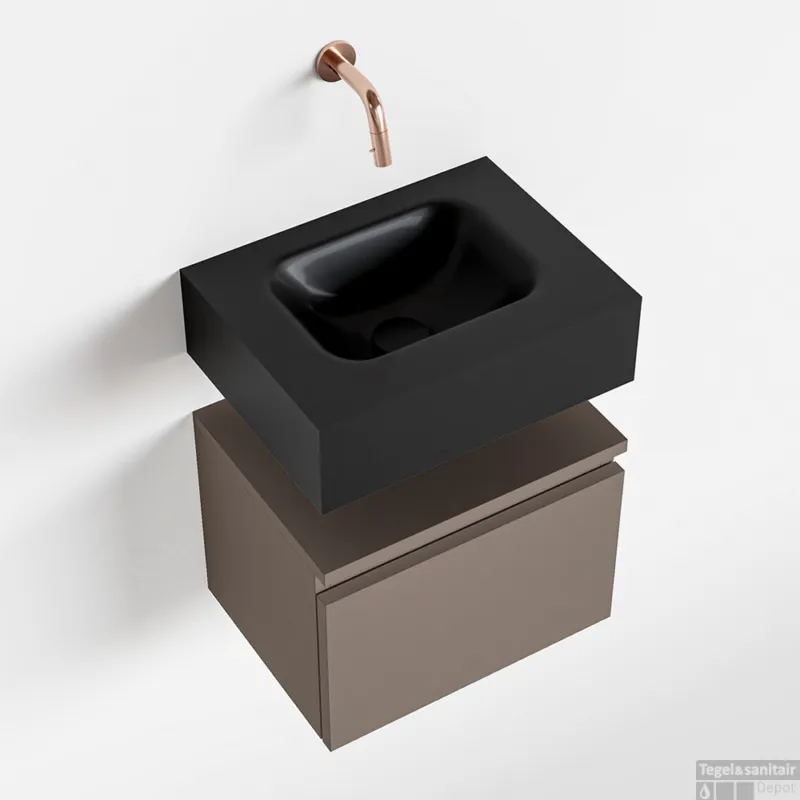 Direct Beschikbaar MONDIAZ ANDOR 40cm toiletmeubel smoke. LEX 40cm wastafel urban midden geen kraangat