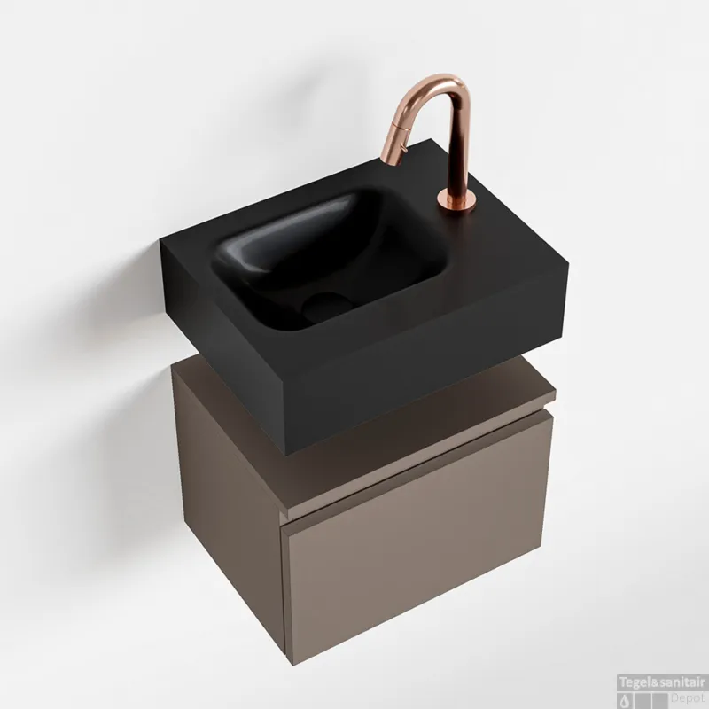 MONDIAZ ANDOR 40cm toiletmeubel smoke. LEX 40cm wastafel urban links 1 kraangat Exclusieve Aanbieding