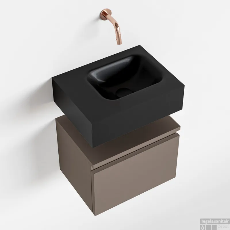 Direct Beschikbaar MONDIAZ ANDOR 40cm toiletmeubel smoke. LEX 40cm wastafel urban rechts geen kraangat