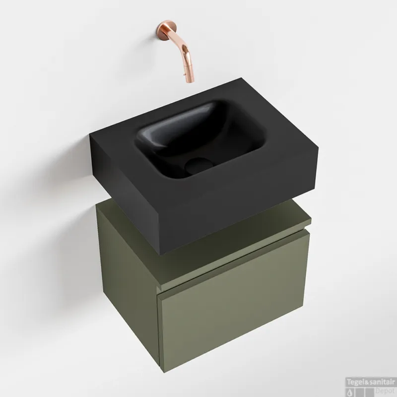 MONDIAZ ANDOR 40cm toiletmeubel army. LEX 40cm wastafel urban midden geen kraangat Op = Op