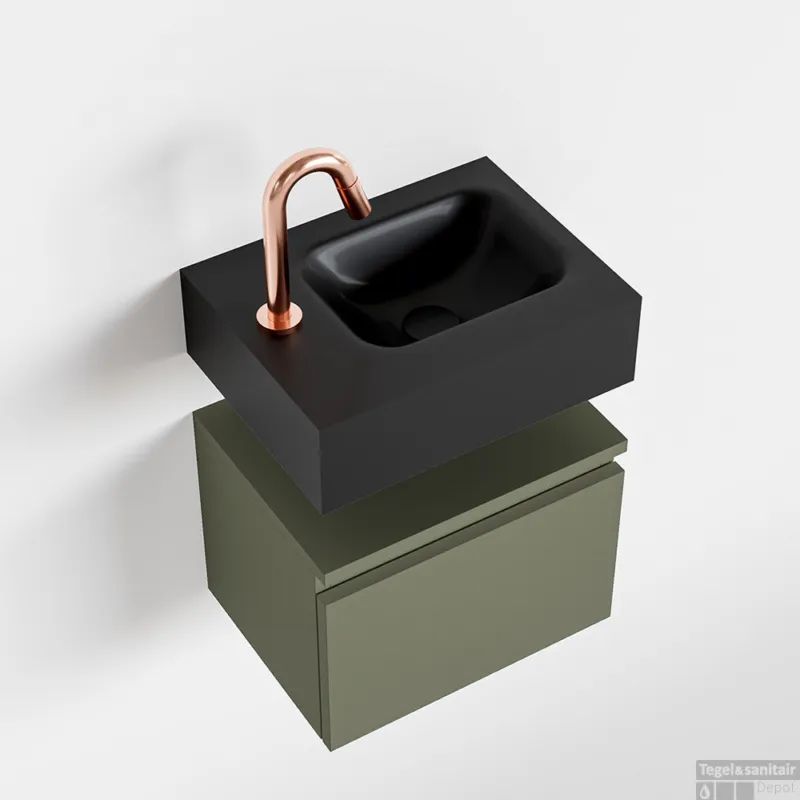 MONDIAZ ANDOR 40cm toiletmeubel army. LEX 40cm wastafel urban rechts 1 kraangat Actieprijs