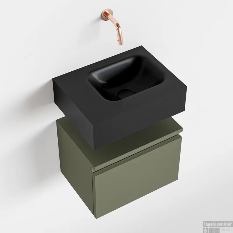 MONDIAZ ANDOR 40cm toiletmeubel army. LEX 40cm wastafel urban rechts geen kraangat Superprijs