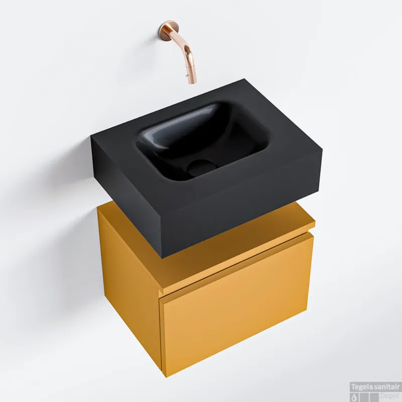 MONDIAZ ANDOR 40cm toiletmeubel ocher. LEX 40cm wastafel urban midden geen kraangat Actieprijs
