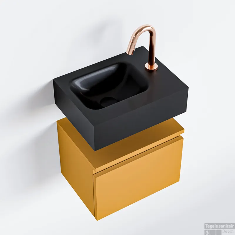 MONDIAZ ANDOR 40cm toiletmeubel ocher. LEX 40cm wastafel urban links 1 kraangat Hete Deal