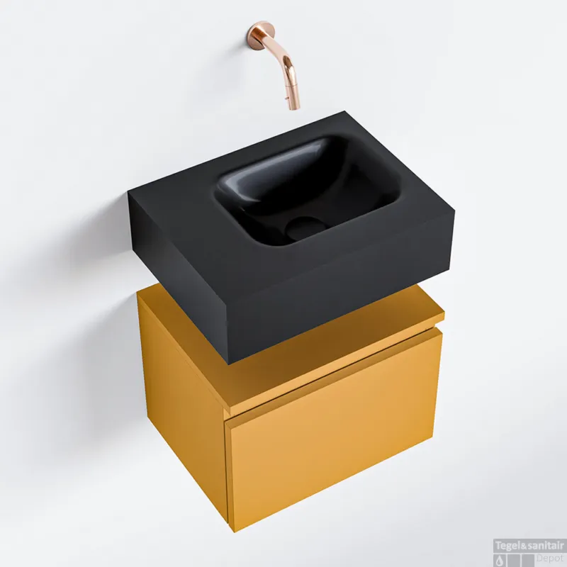Tijdelijk Beschikbaar MONDIAZ ANDOR 40cm toiletmeubel ocher. LEX 40cm wastafel urban rechts geen kraangat