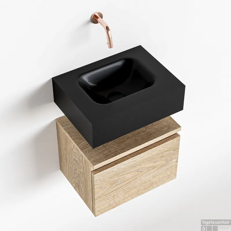 Goedkoop MONDIAZ ANDOR 40cm toiletmeubel washed oak. LEX 40cm wastafel urban midden geen kraangat
