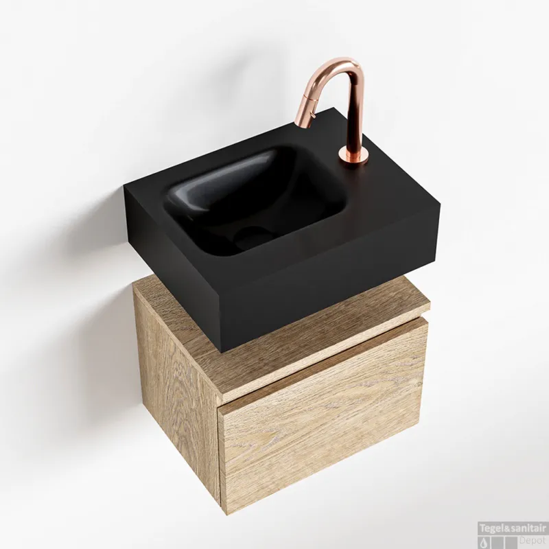 MONDIAZ ANDOR 40cm toiletmeubel washed oak. LEX 40cm wastafel urban links 1 kraangat Bestel Nu