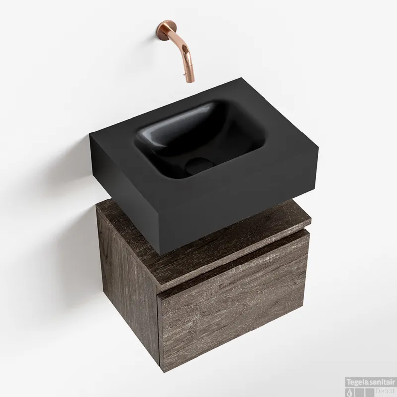 Exclusieve Aanbieding MONDIAZ ANDOR 40cm toiletmeubel dark brown. LEX 40cm wastafel urban midden geen kraangat