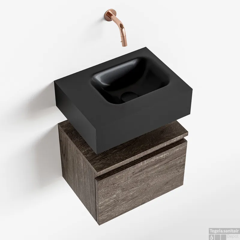 MONDIAZ ANDOR 40cm toiletmeubel dark brown. LEX 40cm wastafel urban rechts geen kraangat Koop Online