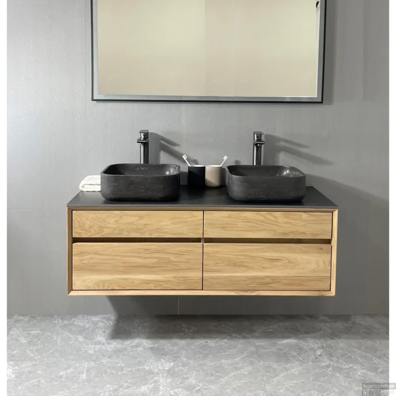 Rechtstreeks Van De Fabrikant Badmeubel Casajoy Bold Topblad Donkergrijs Onderkast 120 cm 4 Lades Eiken