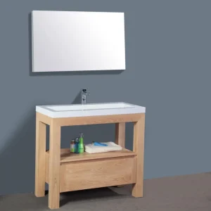 Badkamermeubelset Sanilux Robusta Senza 100x47x85 cm Massief Eikenhout (1 kraangat) Exclusieve Aanbieding