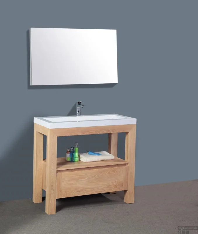 Badkamermeubelset Sanilux Robusta Senza 100x47x85 cm Massief Eikenhout (1 kraangat) Exclusieve Aanbieding